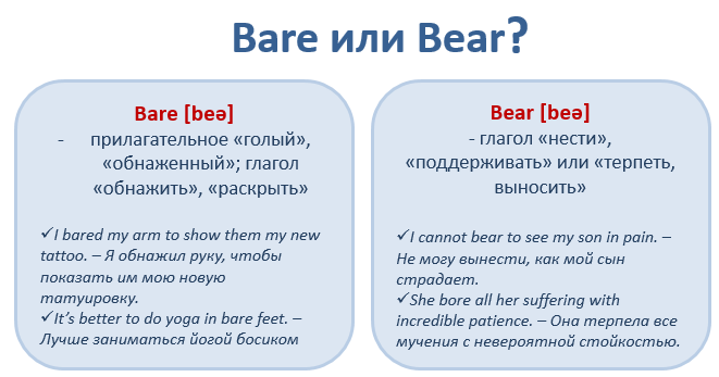 Bare перевод. Bear Bore born транскрипция. Интересные факты на английском. Предложения со словом bare. Перевод глагола bear bore born