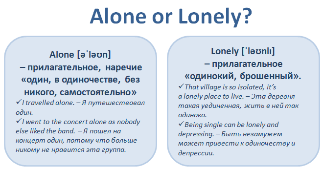 Confusing words. Alone or Lonely