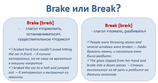 Английские слова, которые мы путаем: Brake or. Break